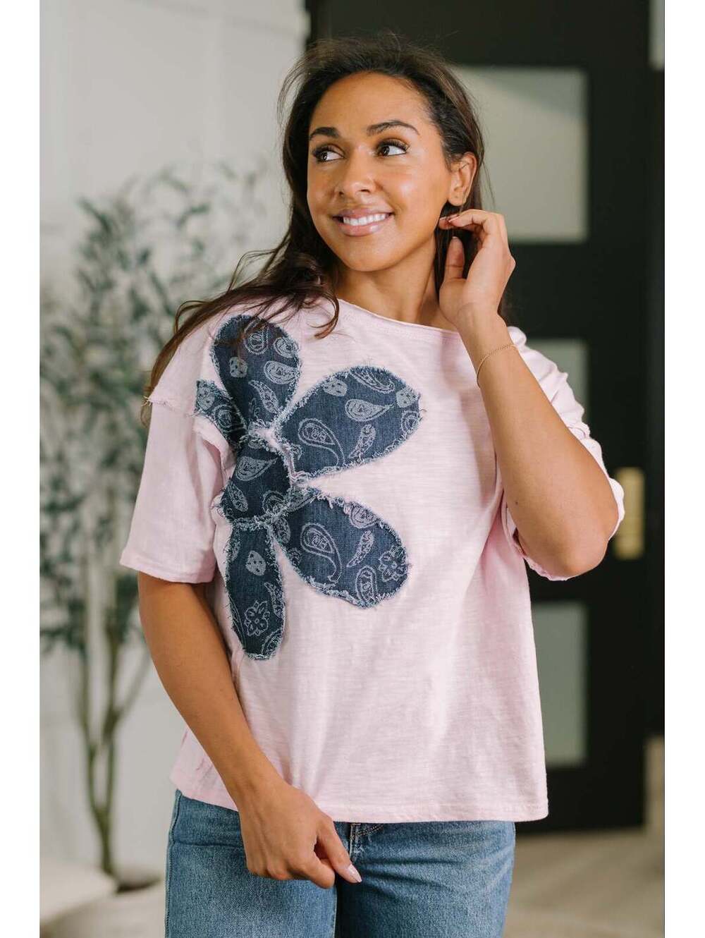 Exactly My Type Paisley Floral Applique Top